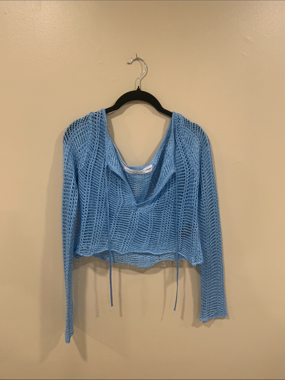 silence + noise airy blue open-knit pullover